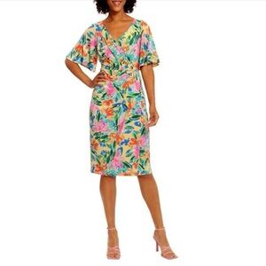 Maggy London Colorful Floral Wrap Dress